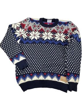 DALE OF NORWAY Sweater Men's Large Blue Wool Stretch Pullover Vegard Outdoor Ski